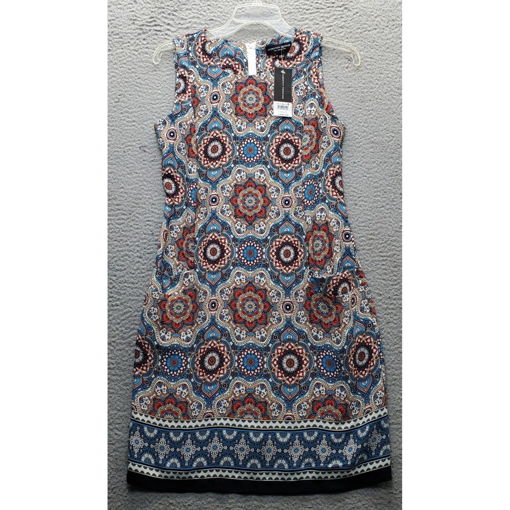 Dorothy Perkins Bodycon Dress Womens 4 Multicolor Patterned Sleeveless Back Zip